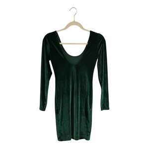 American Apparel Emerald Green Velvet long sleeve bodycon minidress Holiday